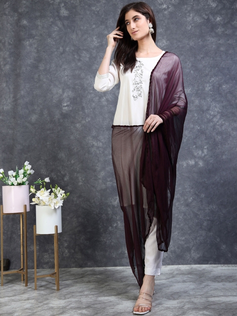 MIRAAN Women Solid Taping Dupatta - Image 6