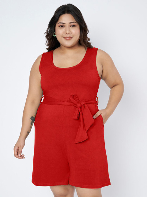BRINNS Plus Size Round Neck Cotton Playsuit