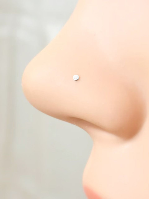 Sangria 925 Sterling Silver Small Dot Shaped Piercing Stud Nosepin - Image 2