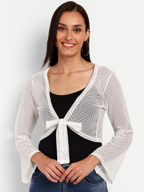 The Roadster Lifestyle Co Self Design V-Neck Tie-Up Crop Shurg
