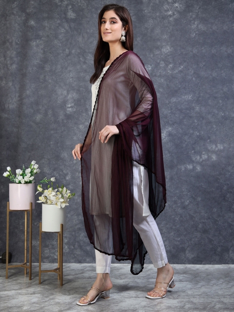 MIRAAN Women Solid Taping Dupatta - Image 4