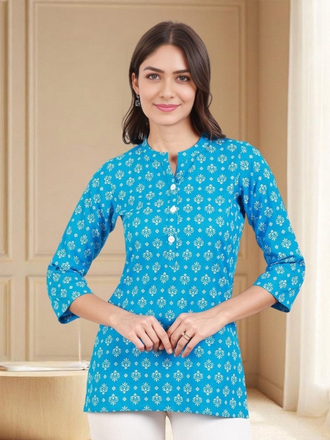DUMMY SHAPE Ethnic Motifs Printed Mandarin Collar Kurti