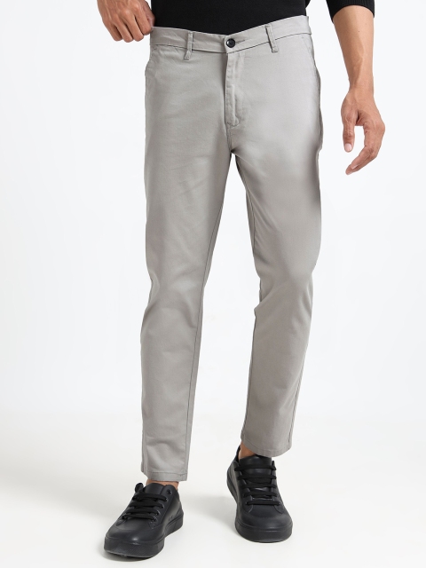 U.S. PITCHERS Men Slim Fit Low-Rise Chinos Trousers