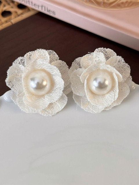 Anouk Korean Pearls Floral Drop Earrings