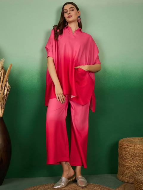 Sangria Ombre Printed Tunic & Trousers Co-Ords