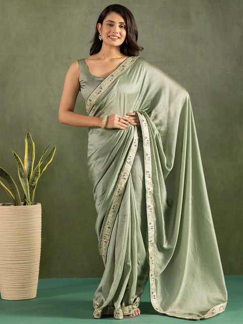 KAYOMMI Sequinned Pure Chiffon Ready to Wear Saree