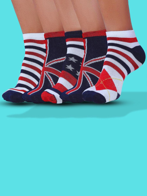 MJE Men Pack Of 5 Patterned Ankle Length Socks