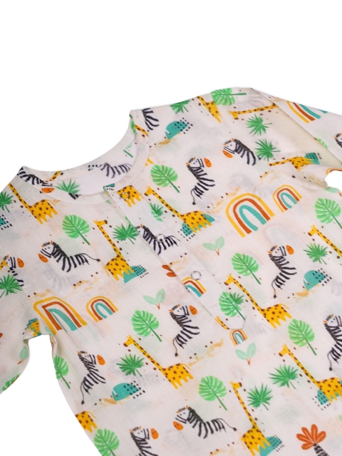 Sangria Boys Animal Printed Cotton Kurta with Trousers - Image 3