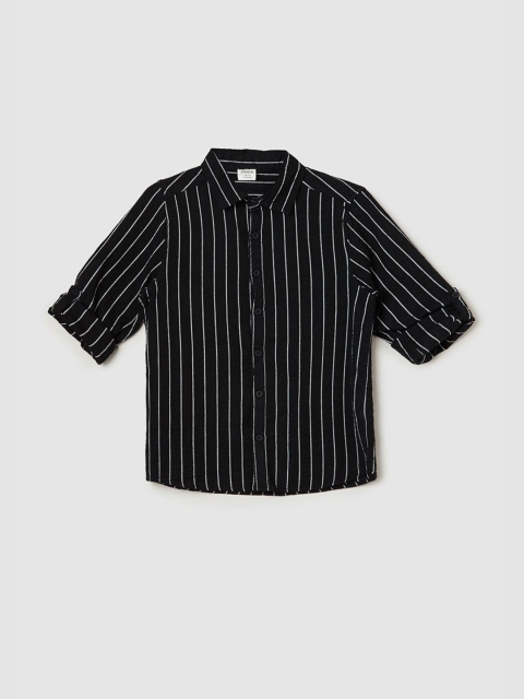max Boys Vertical Striped Spread Collar Cotton Casual Shirt