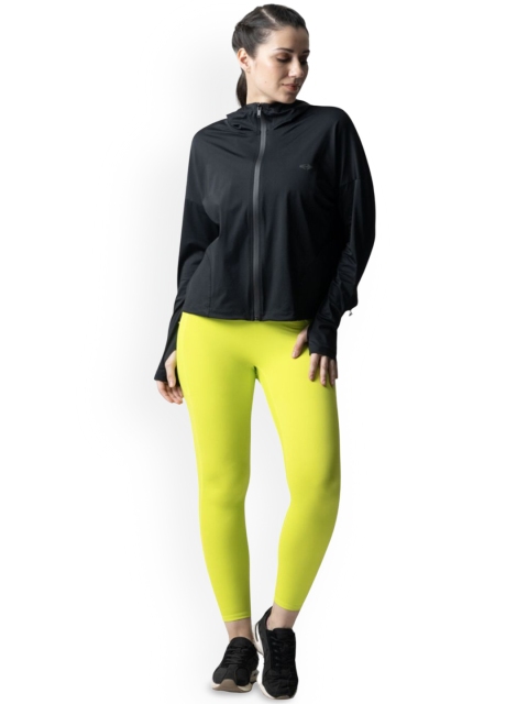 STRCH Women Colourblocked Nylon Lightweight Crop Outdoor Sporty Jacket with Embroidered