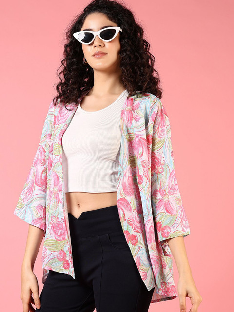 LIMEROAD Women Floral Printed Open Neck Shrug