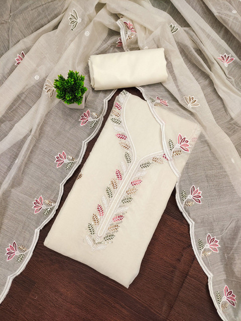 LeeliPeeri Designer Women Floral Embroidered Unstitched Dress Material