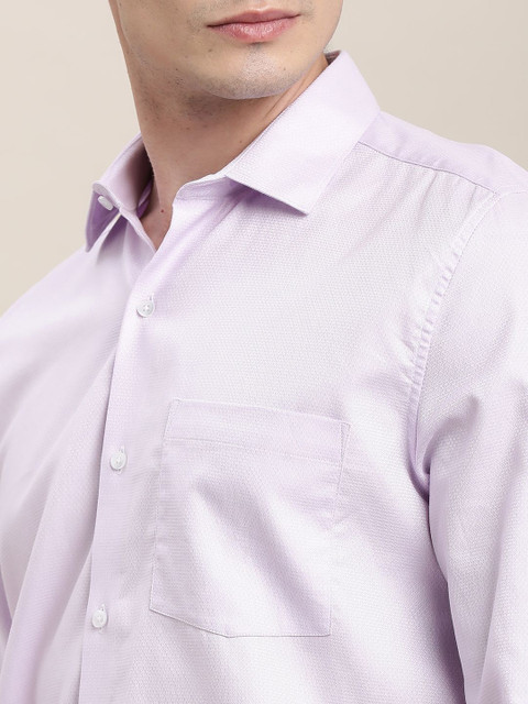 Turtle Spread Collar Long Sleeves Pure Cotton Classic Slim Fit Formal Shirt - Image 2