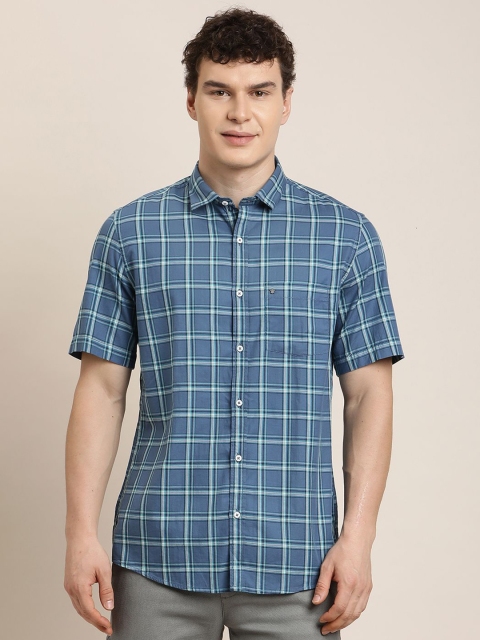 Turtle Relaxed Tartan Checked Pure Cotton Slim Fit Casual Shirt