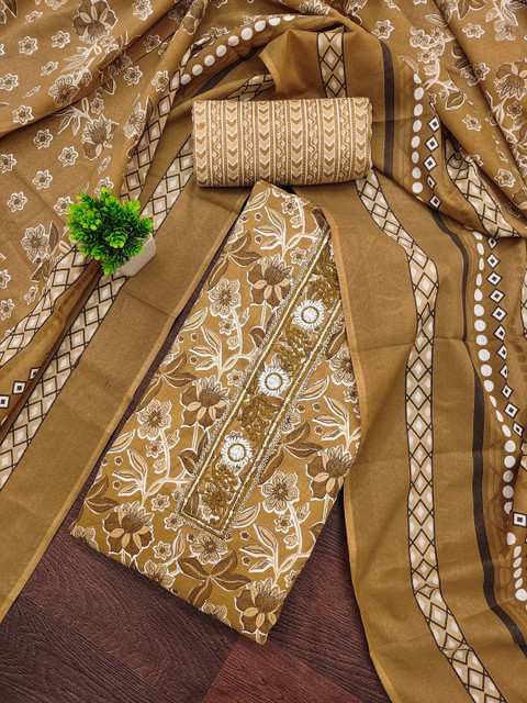 LeeliPeeri Designer Ethnic Motifs Print Unstitched Dress Material