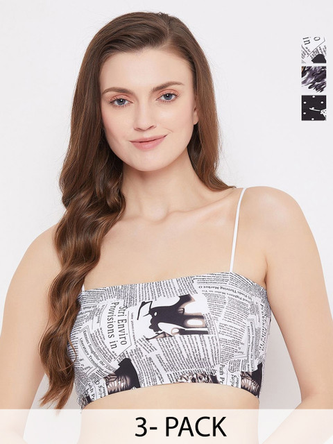 SECRETS BY ZEROKAATA Women Pack of 3 Assorted Lightly Padded Printed Sports Bra