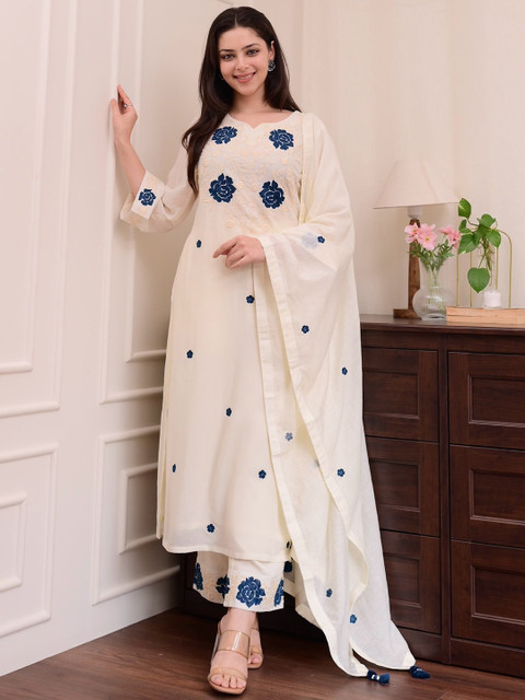 KALINI Women Floral Embroidered Kurta with Trousers & Dupatta