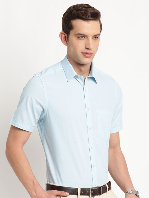 Turtle Spread Collar Short Sleeves Pure Cotton Classic Slim Fit Formal Shirt - Image 3