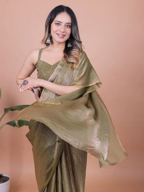Anneca Women Pure Satin Saree With Blouse Piece