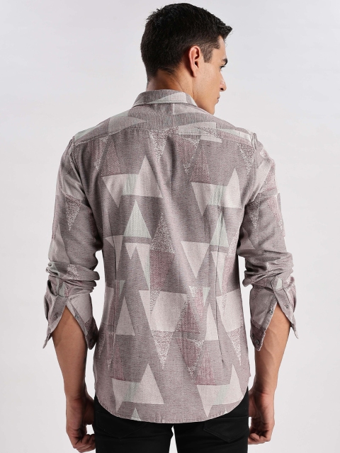 HERE&NOW Slim Fit Geometric Printed Opaque Cotton Casual Shirt - Image 5