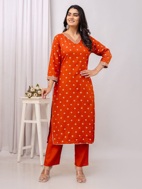 Veshviti Women Floral Printed V Neck A-Line Kurta