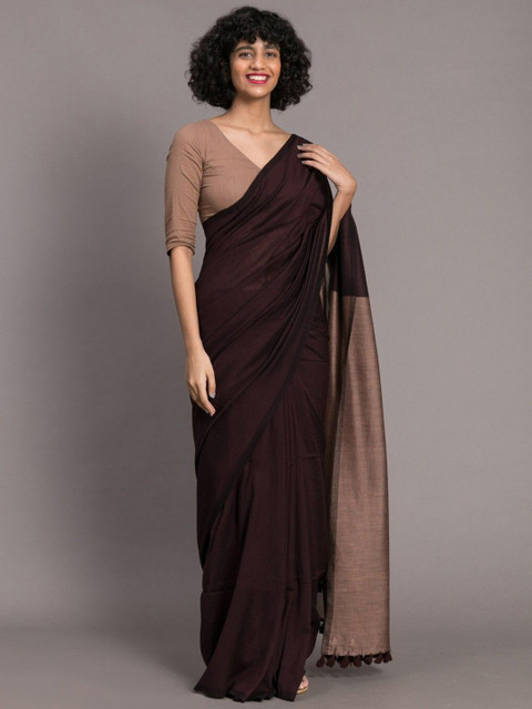 Jinal & Jinal Solid Pure Cotton Khadi Saree