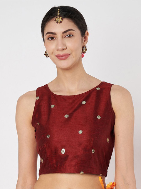 studio rasa Polka Dot Embroidered Crop Top