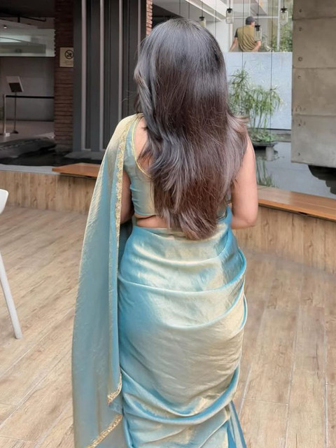 HERE&NOW Fendy Embroidered Tissue Saree - Image 5