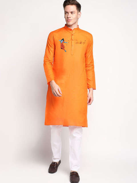 PulseIQ Men Ethnic Motifs Printed Cotton Kurta