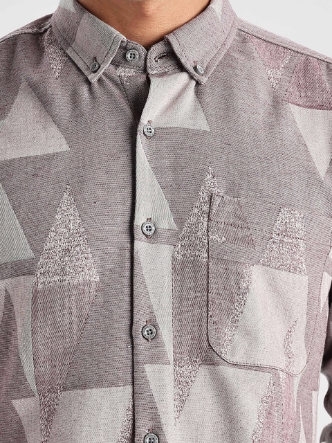 HERE&NOW Slim Fit Geometric Printed Opaque Cotton Casual Shirt - Image 3