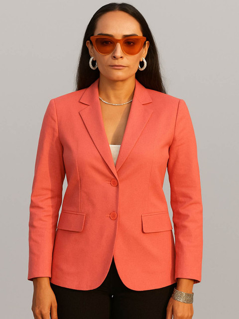 INDOPHILIA Single-Breasted Cotton Casual Blazer