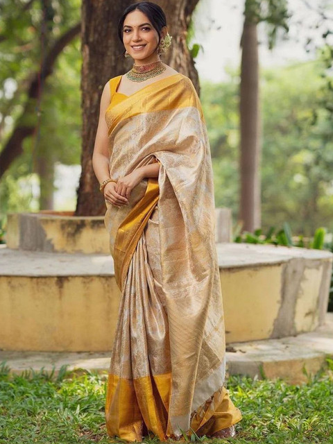 Moda Rapido Woven Design Zari Silk Blend Handloom Banarasi Saree