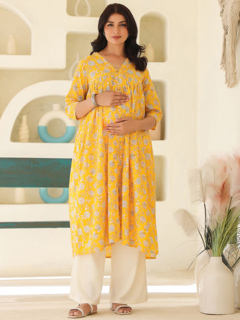 KALINI Women Floral Printed Floral Maternity Kurta