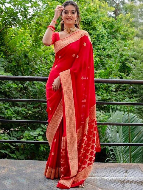 Moda Rapido Woven Design Zari Silk Blend Handloom Banarasi Saree