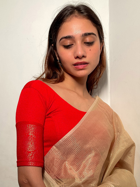 Bindigasm's Advi Printed Jacquard Stretchable Saree Blouse