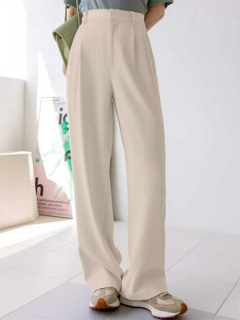 CORSICA Women Relaxed Loose Fit High-Rise Pleated Trousers