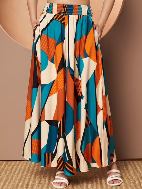 ZWERLON Printed Flared Palazzos