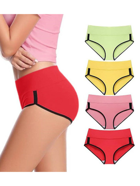 Diving Deep Pack Of 4 Cotton High Rise Hipster Briefs