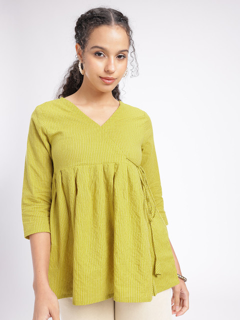 fusion by glitchez Striped A-Line Kurti