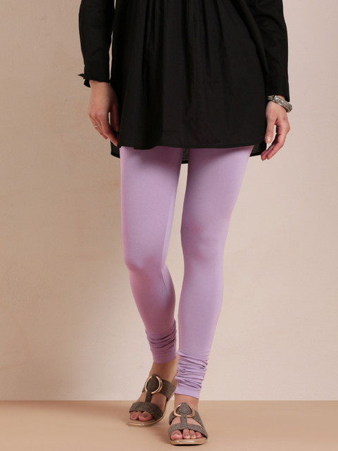 TWIN BIRDS Women Lavender Solid Churidar-Length Leggings