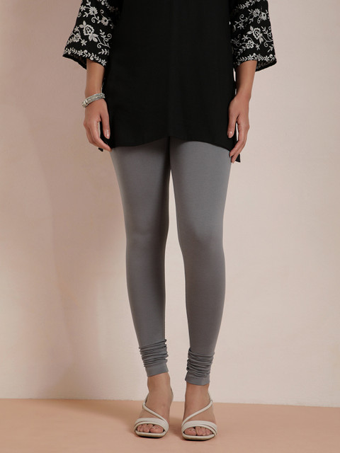 TWIN BIRDS Women Grey Solid Churidar-Length Leggings