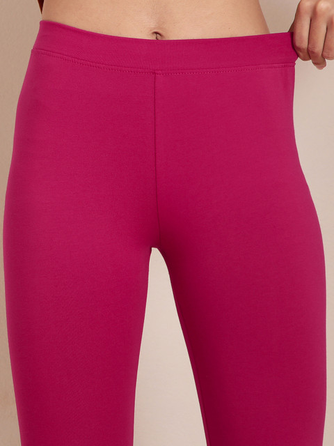 TWIN BIRDS Women Pink Solid Churidar-Length Leggings - Image 7