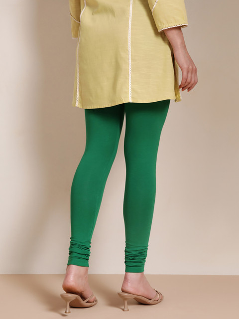 TWIN BIRDS Women Green Solid Churidar-Length Leggings - Image 4