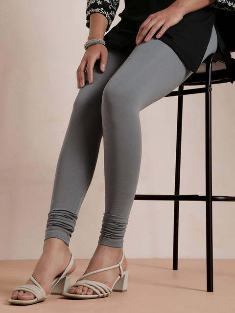 TWIN BIRDS Women Grey Solid Churidar-Length Leggings - Image 6