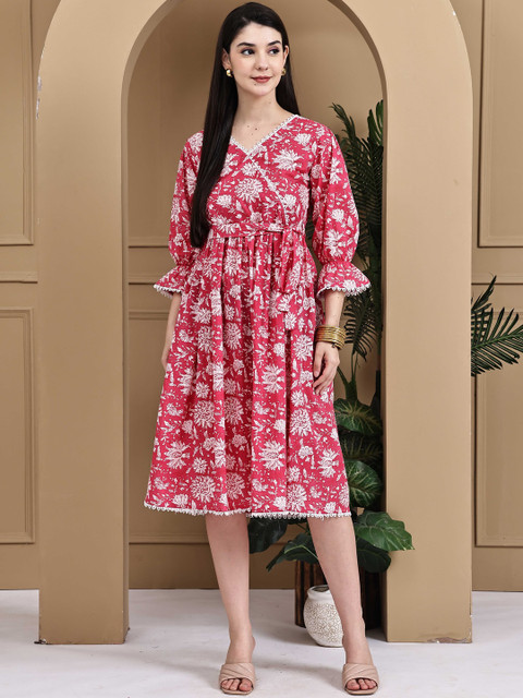 KALINI Ethnic Motifs Print A-Line Dress