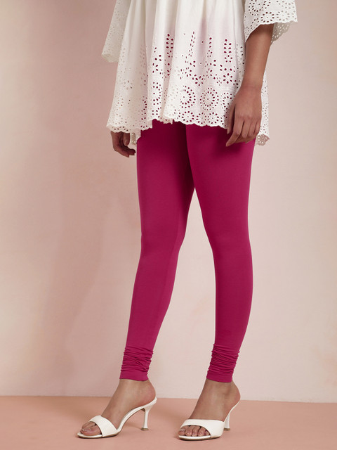 TWIN BIRDS Women Pink Solid Churidar-Length Leggings - Image 3
