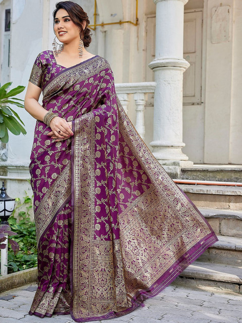 JANOI Woven Design Zari Art Silk Handloom Banarasi Saree