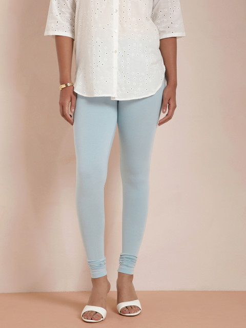 TWIN BIRDS Women Blue Solid Churidar-Length Leggings