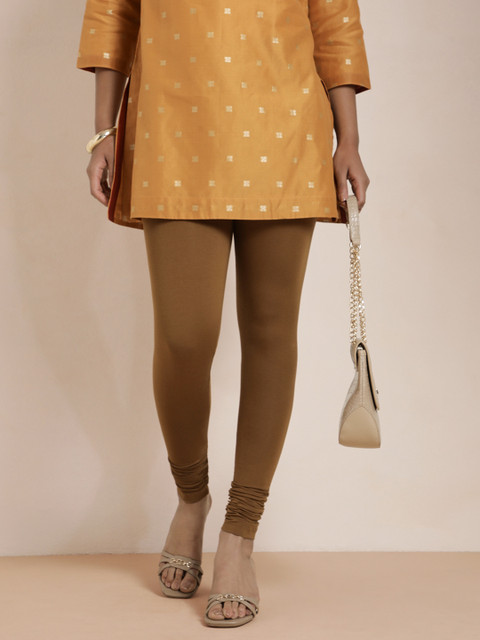 TWIN BIRDS Women Brown Solid Churidar-Length Leggings