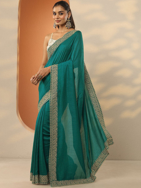 Libas Ethnic Motifs Embroidered Silk Blend Heavy Work Saree - Image 2